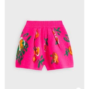 Cider pink flower knit shorts
